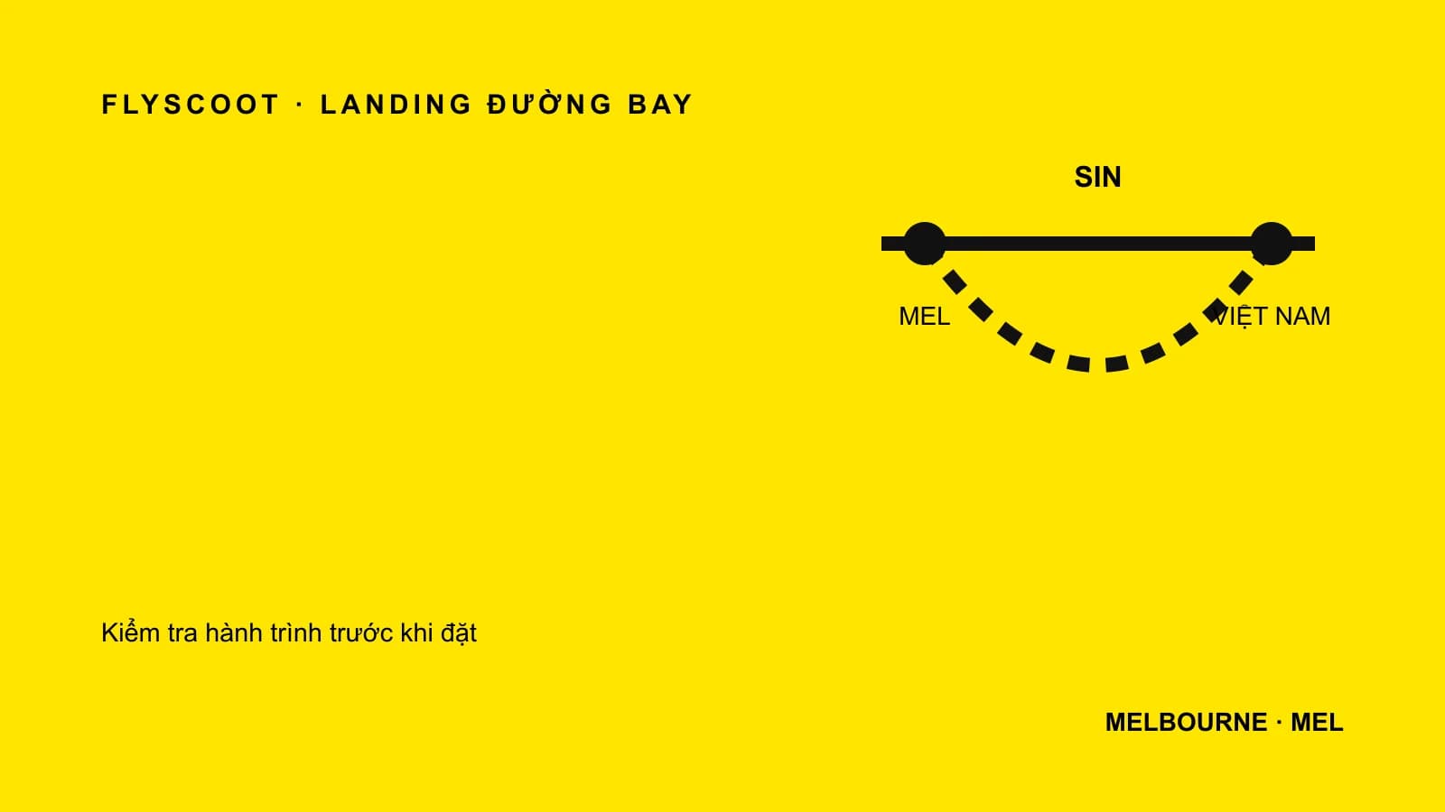 Sơ đồ lịch bay Melbourne qua Singapore đến Việt Nam